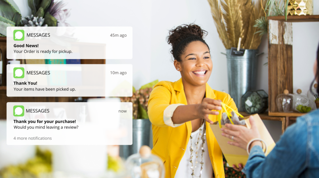 Business engaging with customer in store and online