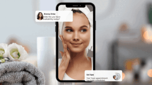 Client using a chatbot to book an spa appointment